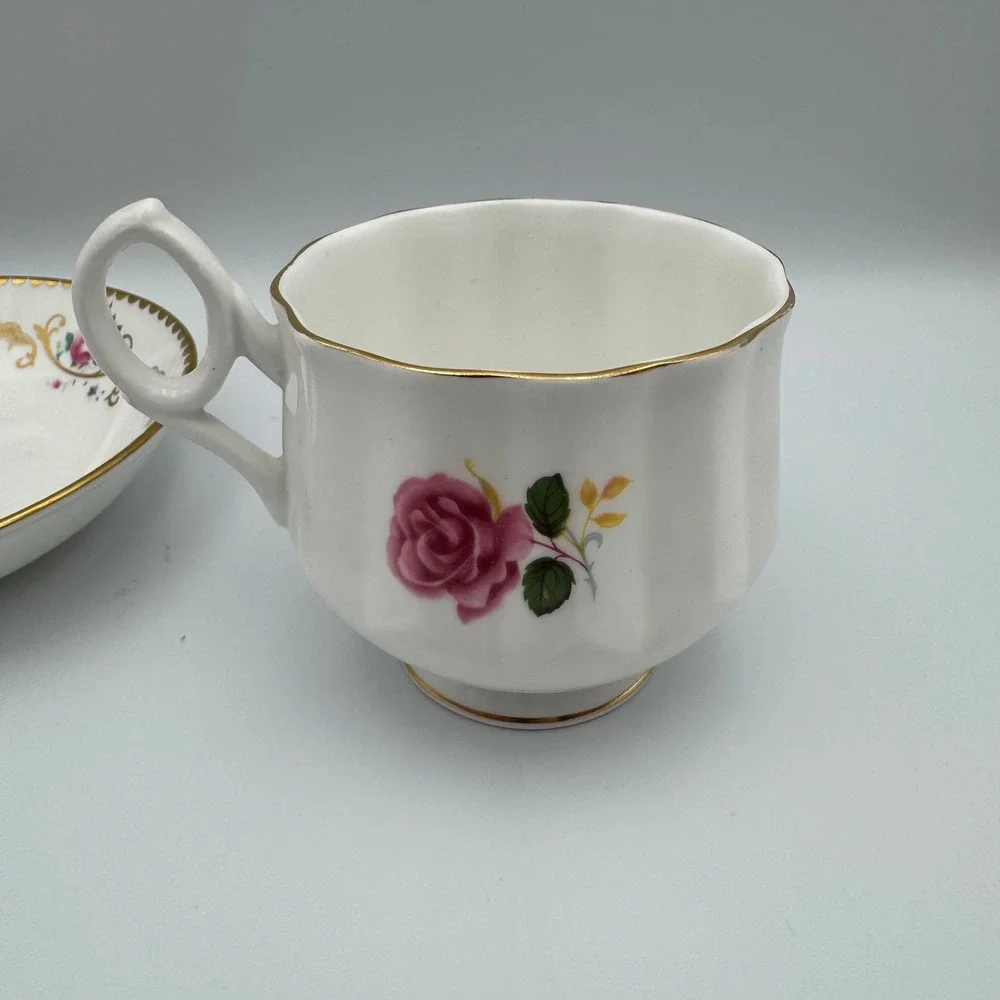Royal Chelsea Ascot Saucer And Royal Dover Tea Cup Gold Trim English Bone‎ China